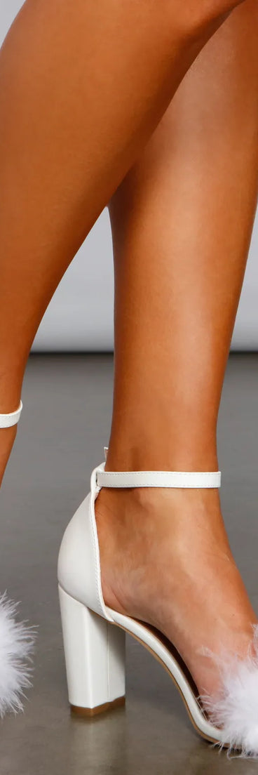 Glam It Up Marabou Block Heels