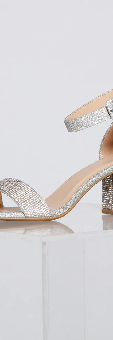 Glitzy Babe Rhinestone Block Heels