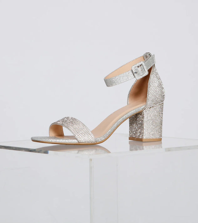 Glitzy Babe Rhinestone Block Heels