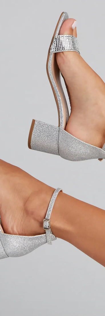 Twinkle Toes Glitter Square Toe Heels