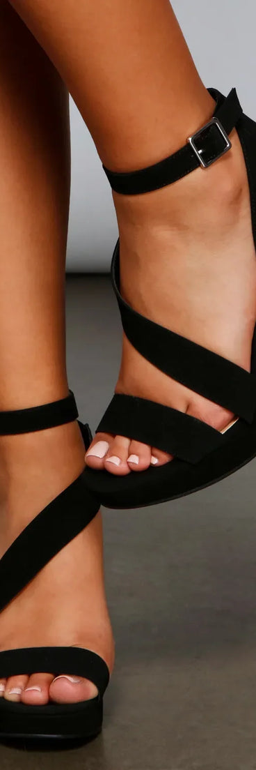 Chic Asymmetrical Strap Platform Heels