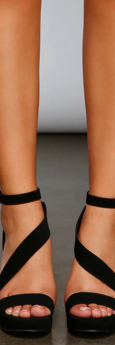 Chic Asymmetrical Strap Platform Heels