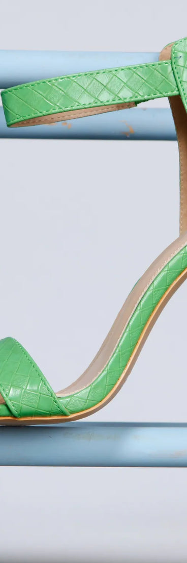 Don't Stop Faux Leather Croc Embossed Block Heels