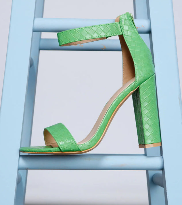 Don't Stop Faux Leather Croc Embossed Block Heels