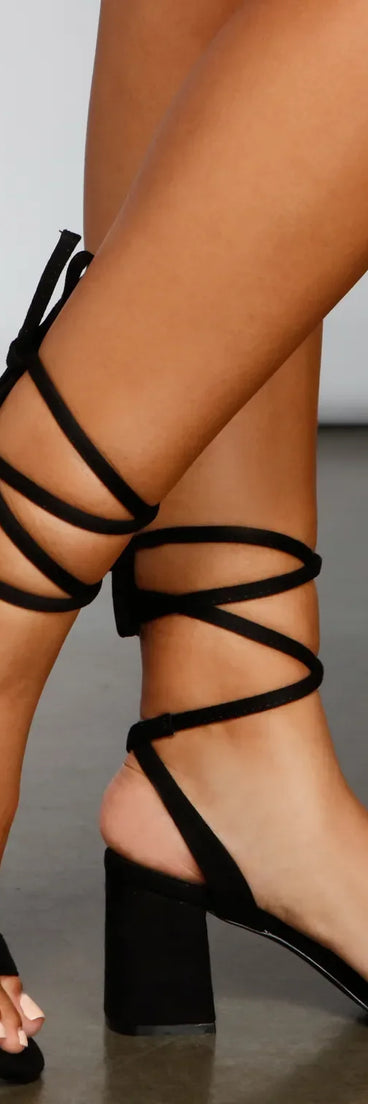 Catch A Vibe Lace Up Block Heels