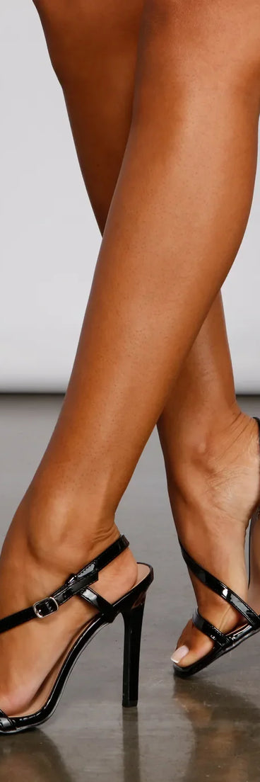 Get It Girl Faux Patent Leather Strappy Stiletto Heels