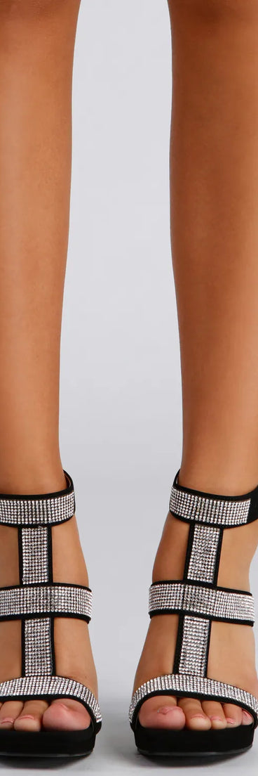 Divine Shine Nubuck Caged Stiletto Heels