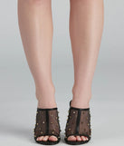 Edgy Stud Mesh Peep Toe Mules