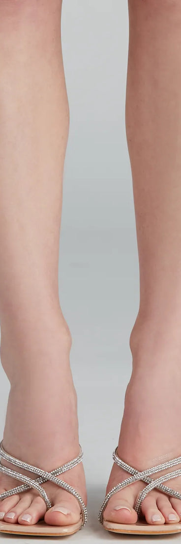 Dazzle In Rhinestone Square Toe Mules