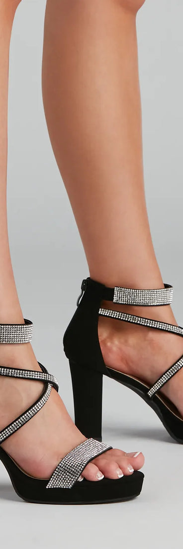 Bring On The Glitz Rhinestone Block Heels