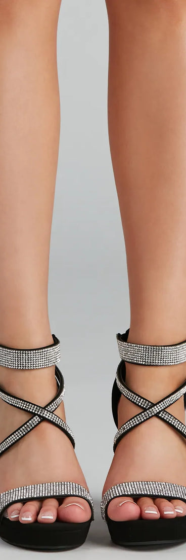 Bring On The Glitz Rhinestone Block Heels