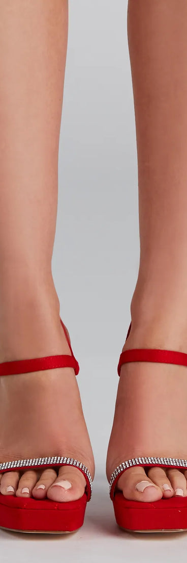 Stop And Stun Rhinestone Strap Stiletto Heels