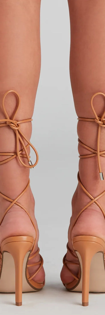 Attitude PU Lace-Up Stiletto Heels