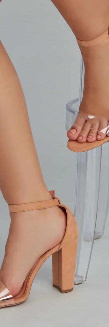 Always Chic PVC Faux Suede Heels