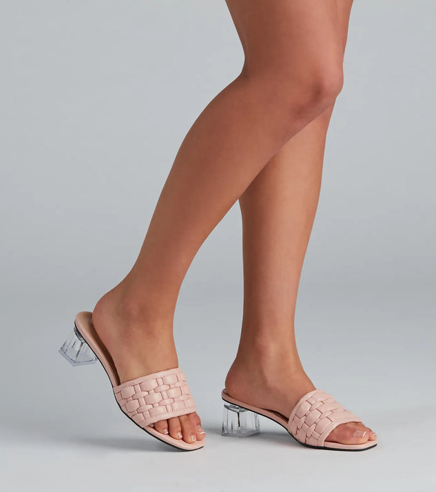 Basket Case Lucite Heel Mules