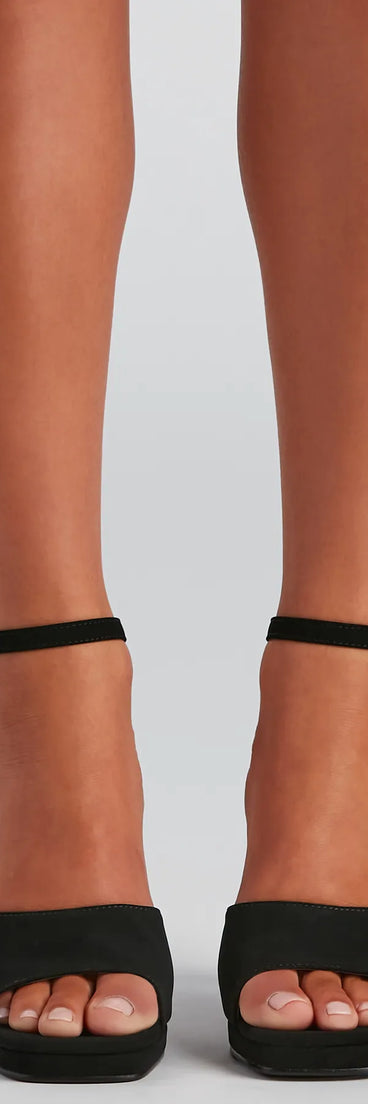 On Trend Nubuck Square Toe Heels