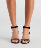 Shimmer Down Rhinestone Block Heels