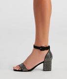 Shimmer Down Rhinestone Block Heels