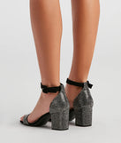 Shimmer Down Rhinestone Block Heels