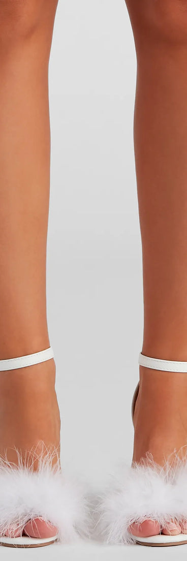 So Fab Marabou Trim Block Heels