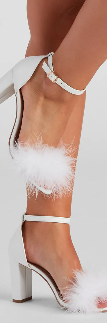 So Fab Marabou Trim Block Heels