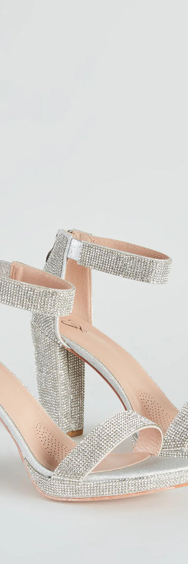 Oh My Shine Rhinestone Block Heels
