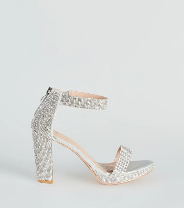 Oh My Shine Rhinestone Block Heels | Windsor