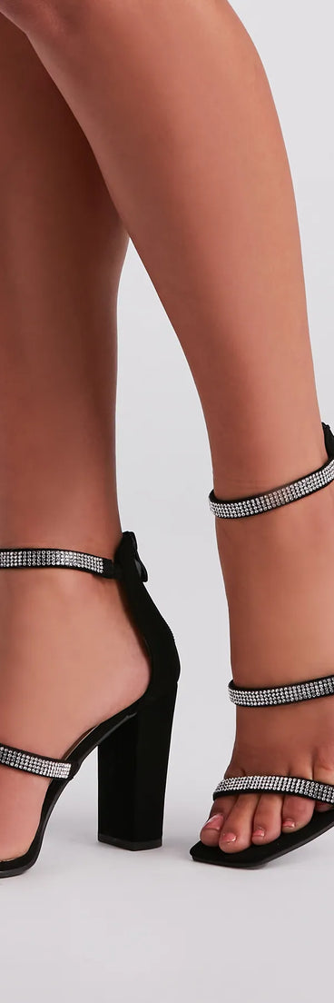Dazzling In Rhinestone Block Heels