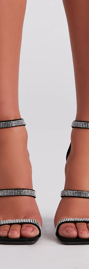 Dazzling In Rhinestone Block Heels