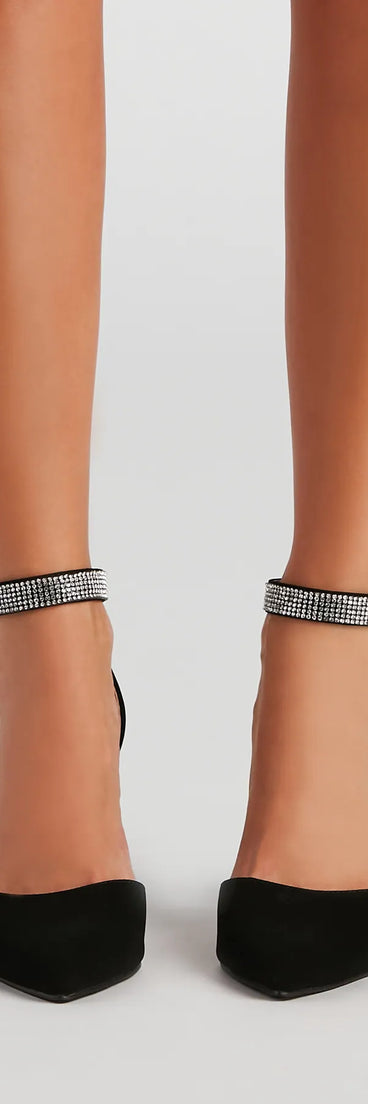 Classic Glamour Rhinestone Strap Pumps