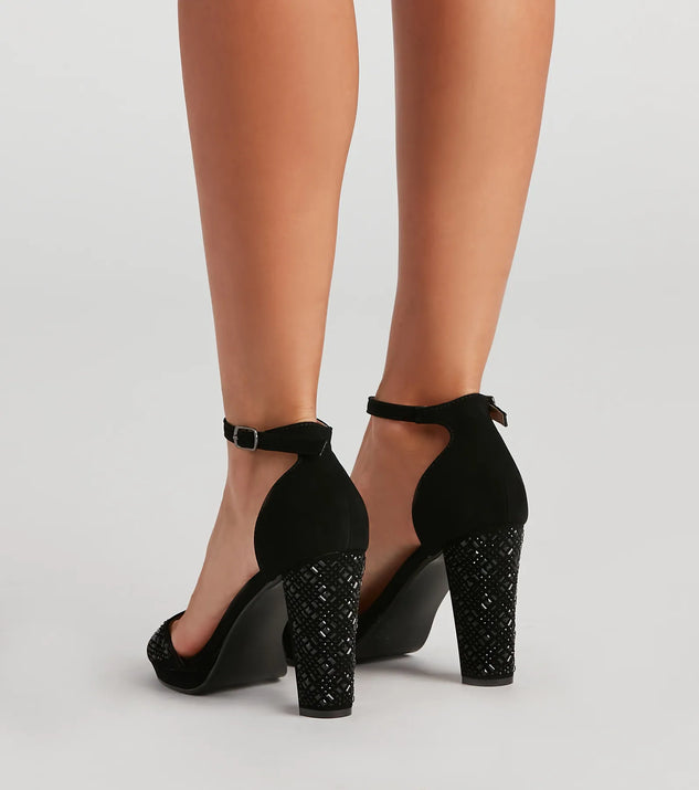 Glam And Gleam Rhinestone Block Heels | Windsor