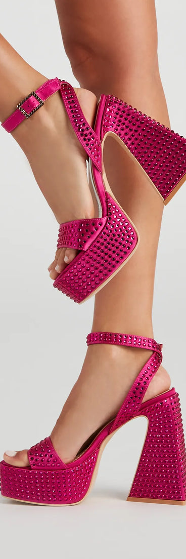 Disco Queen Rhinestone Block Heels