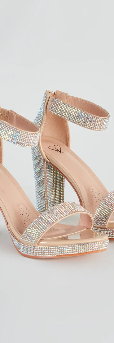 Glamour Effect Rhinestone Block Heels