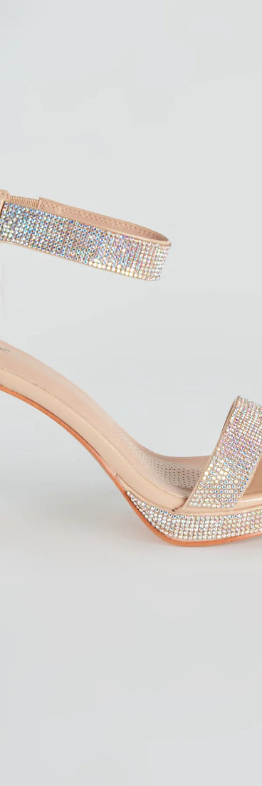 Glamour Effect Rhinestone Block Heels