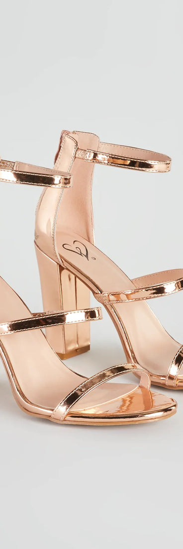 Futuristic Babe Metallic Strappy Block Heels