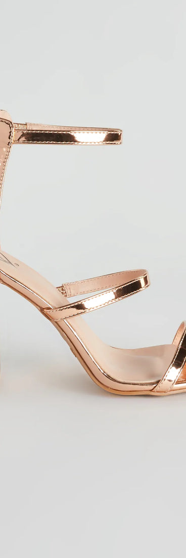 Futuristic Babe Metallic Strappy Block Heels