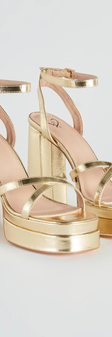 Set To Stun Metallic Platform Heels