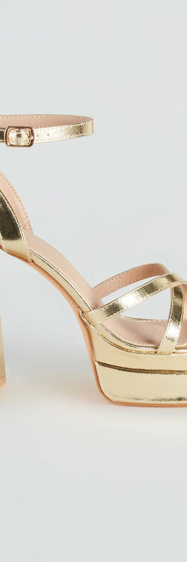 Set To Stun Metallic Platform Heels