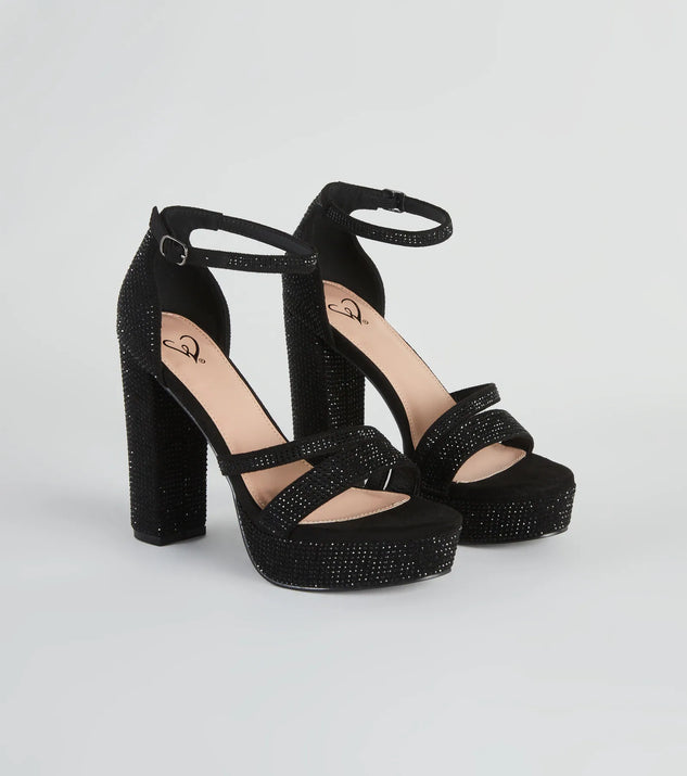 Glitzy Status Rhinestone Platform Heels | Windsor