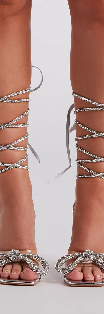 Time For Glamour Rhinestone Bow Clear Heels