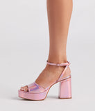 Just Like That Chrome Platform Heels