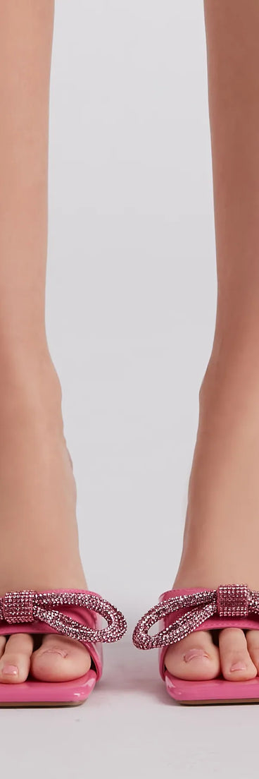 Glam Girl Attitude Rhinestone Bow Mules