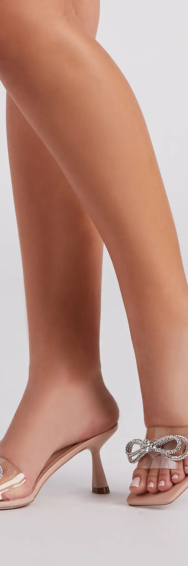 Tie Up Your Style Rhinestone Bow Mules