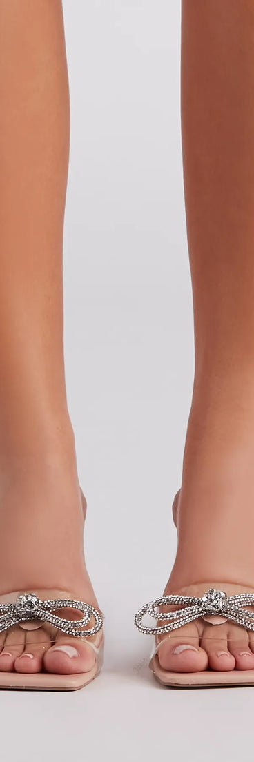 Tie Up Your Style Rhinestone Bow Mules