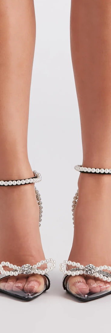 Glam Amour Faux Pearl Bow Stiletto Pumps