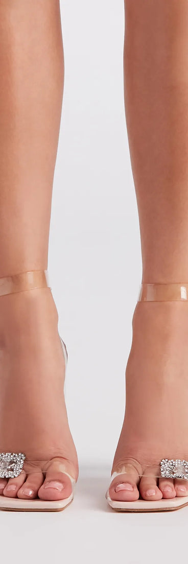 Glamour Girl Rhinestone Buckle Block Heels