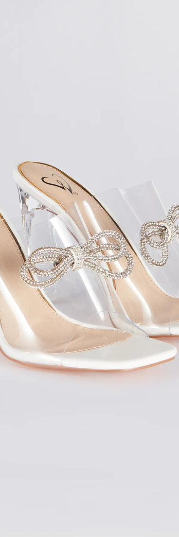 Clearly The Vibe Rhinestone Bow Lucite Mules