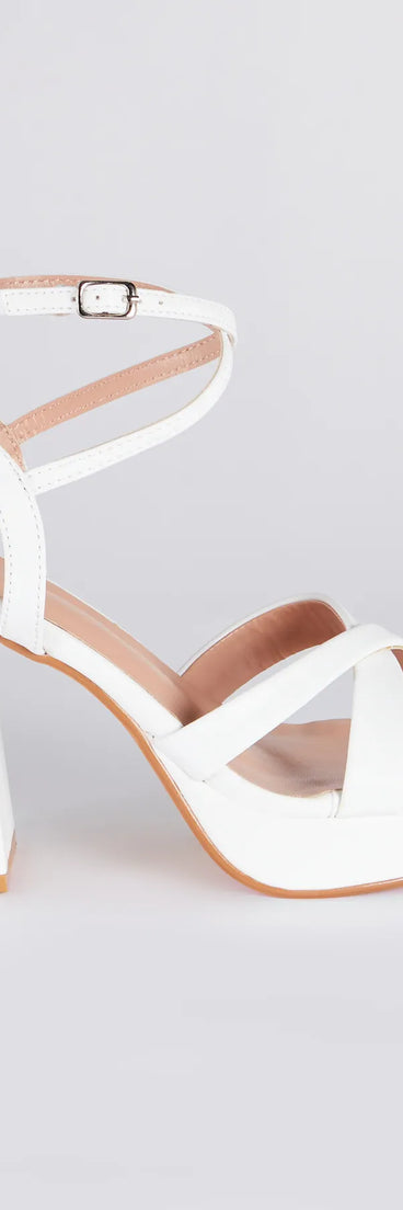 Criss Cross And Tell Platform Block Heels