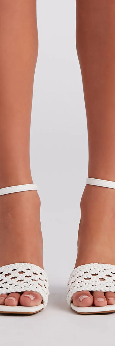 Natural Weave Low Block Heels