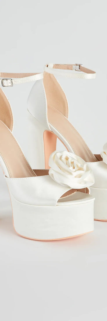 Fashion Strut Satin Rose Platform Heels